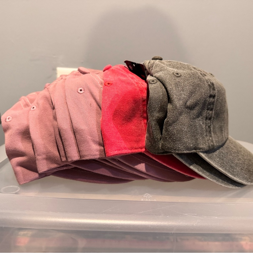 Set of Pink and Gray Baseball Caps